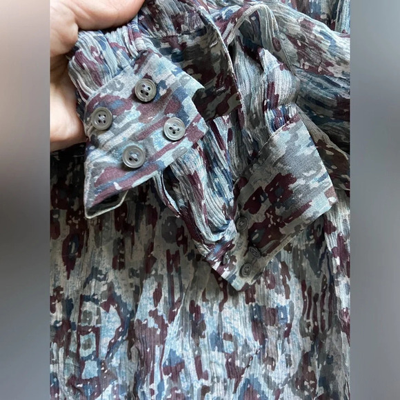 Jigsaw multi coloured silk ruffle long sleeve blouse Sz 10 - Picture 3 of 12